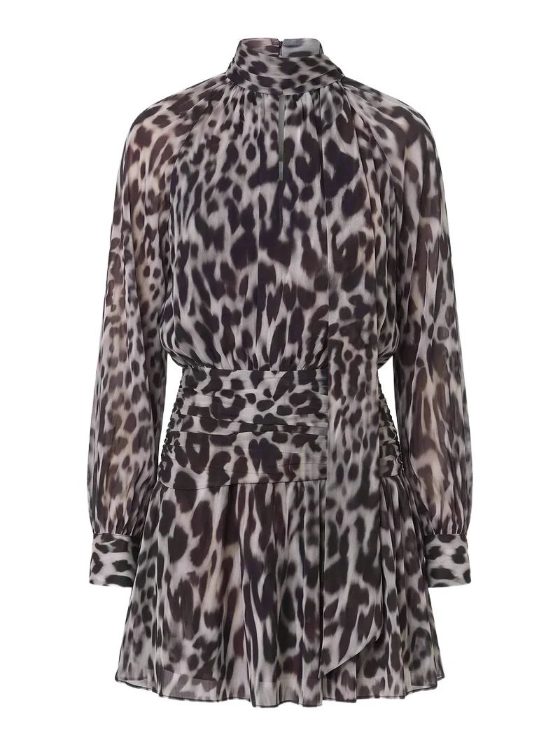 Nicholas the Label Women's Courtney Leopard-Print Tieneck Mini Dress