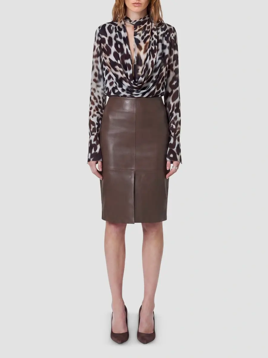 Nicholas the Label Women's Amara Leopard-Print Double-Layer Cowl Blouse | Thumbnail 2