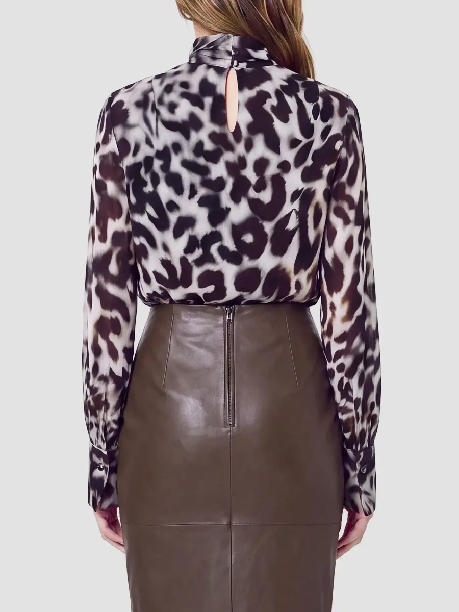 Nicholas the Label Women's Amara Leopard-Print Double-Layer Cowl Blouse | Thumbnail 3