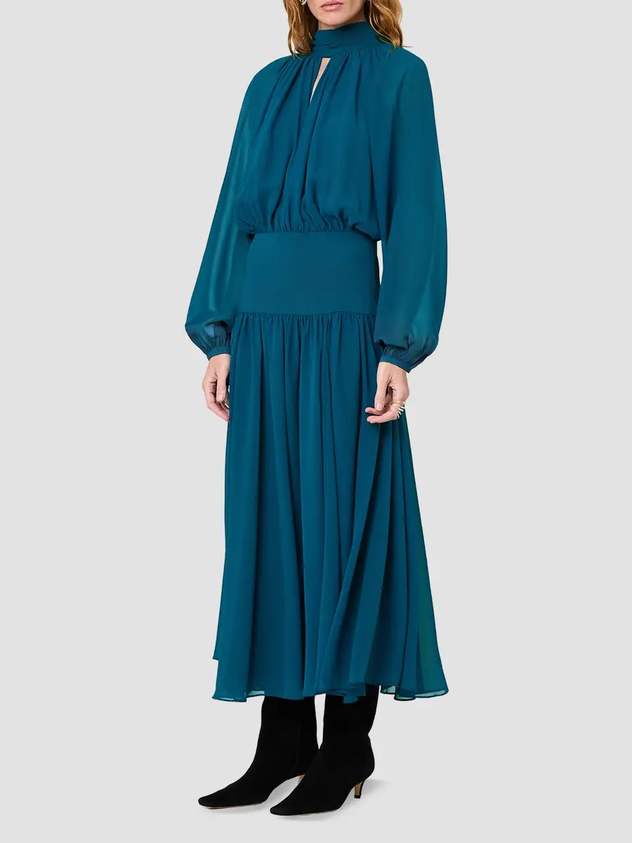 Nicholas the Label Women's Aneta Gathered Georgette Maxi Dress | Thumbnail 4 Nicholas the Label Women's Aneta Gathered Georgette Maxi Dress | Thumbnail 4