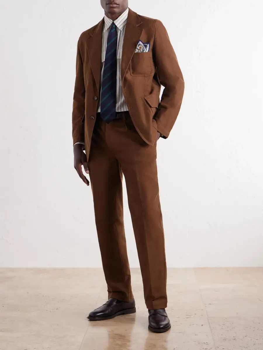Drake's Mk. IV Tapered Pleated Cotton-Moleskin Suit Trousers - Men | Thumbnail 2 Drake's Mk. IV Tapered Pleated Cotton-Moleskin Suit Trousers - Men | Thumbnail 2