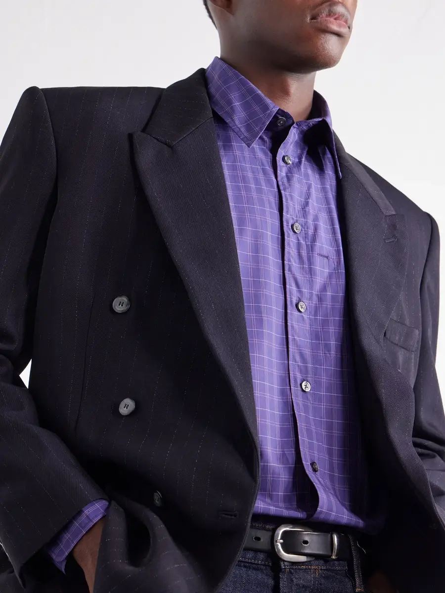 Willy Chavarria Veterano Checked Cotton-Poplin Shirt - Men | Thumbnail 5