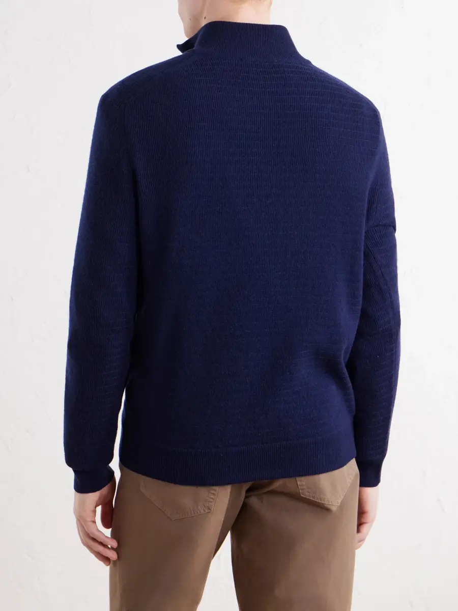 Canali Ribbed Wool and Cashmere-Blend Half-Zip Sweater - Men | Thumbnail 4 Canali Ribbed Wool and Cashmere-Blend Half-Zip Sweater - Men | Thumbnail 4