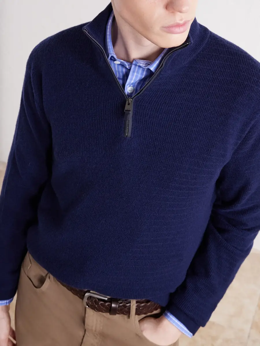 Canali Ribbed Wool and Cashmere-Blend Half-Zip Sweater - Men | Thumbnail 5 Canali Ribbed Wool and Cashmere-Blend Half-Zip Sweater - Men | Thumbnail 5