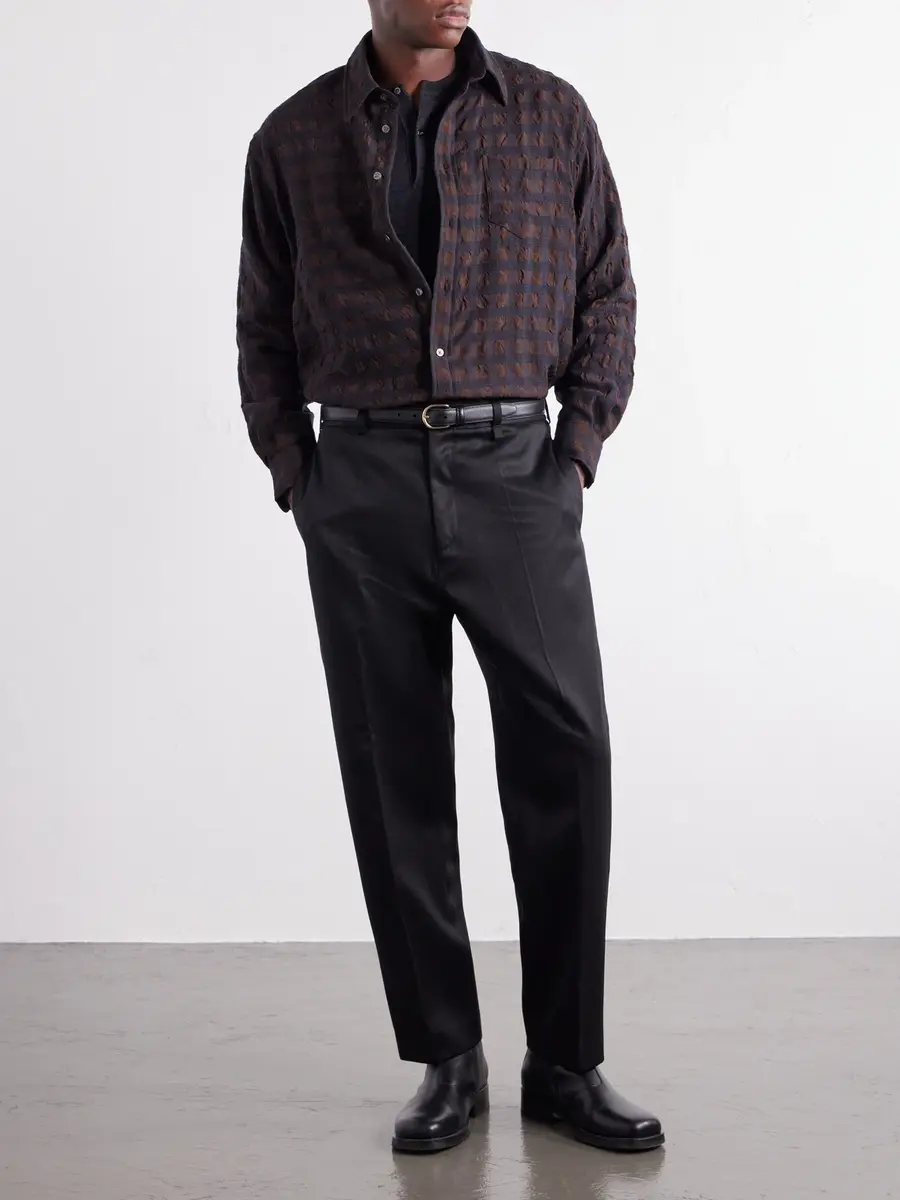 Willy Chavarria Veterano Puckered Felted Satin-Twill and Virgin Wool-Blend Shirt - Men | Thumbnail 2 Willy Chavarria Veterano Puckered Felted Satin-Twill and Virgin Wool-Blend Shirt - Men | Thumbnail 2
