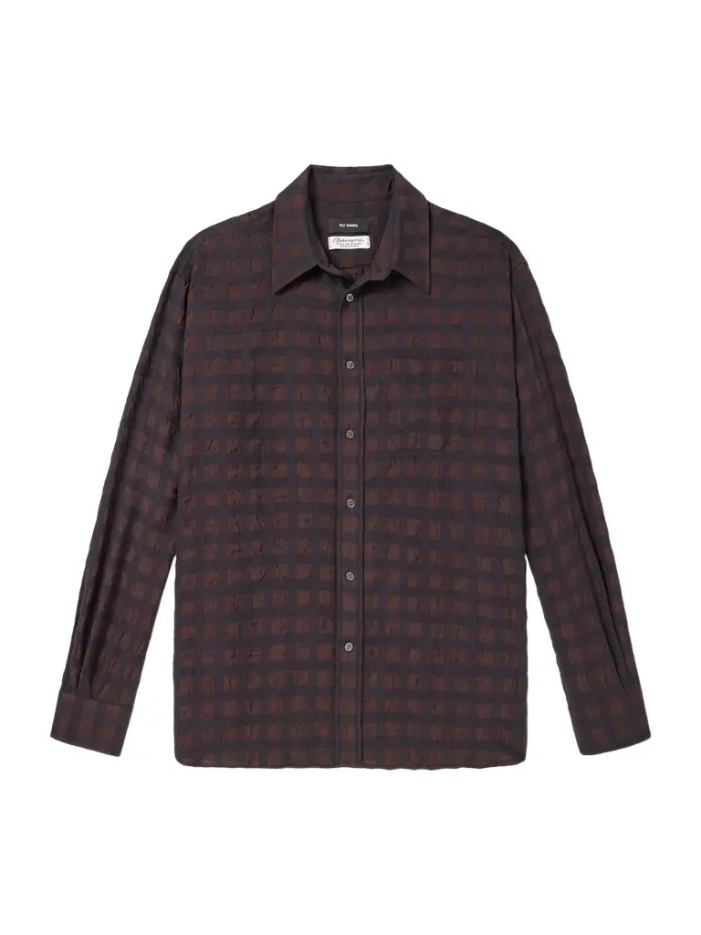 Veterano Puckered Felted Satin-Twill and Virgin Wool-Blend Shirt - Men Veterano Puckered Felted Satin-Twill and Virgin Wool-Blend Shirt - Men