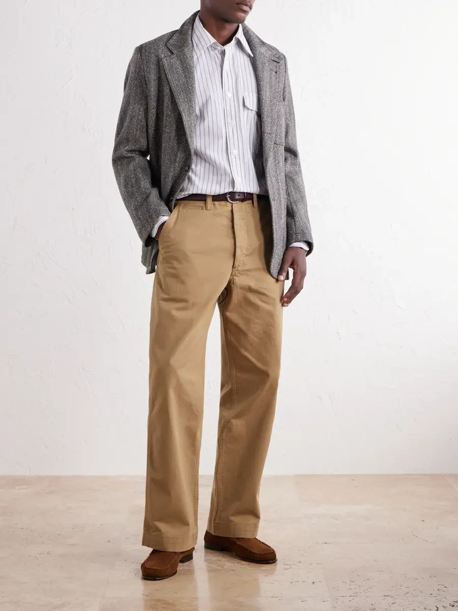 Drake's Officer Chino Wide-Leg Cotton-Twill Trousers - Men | Thumbnail 2