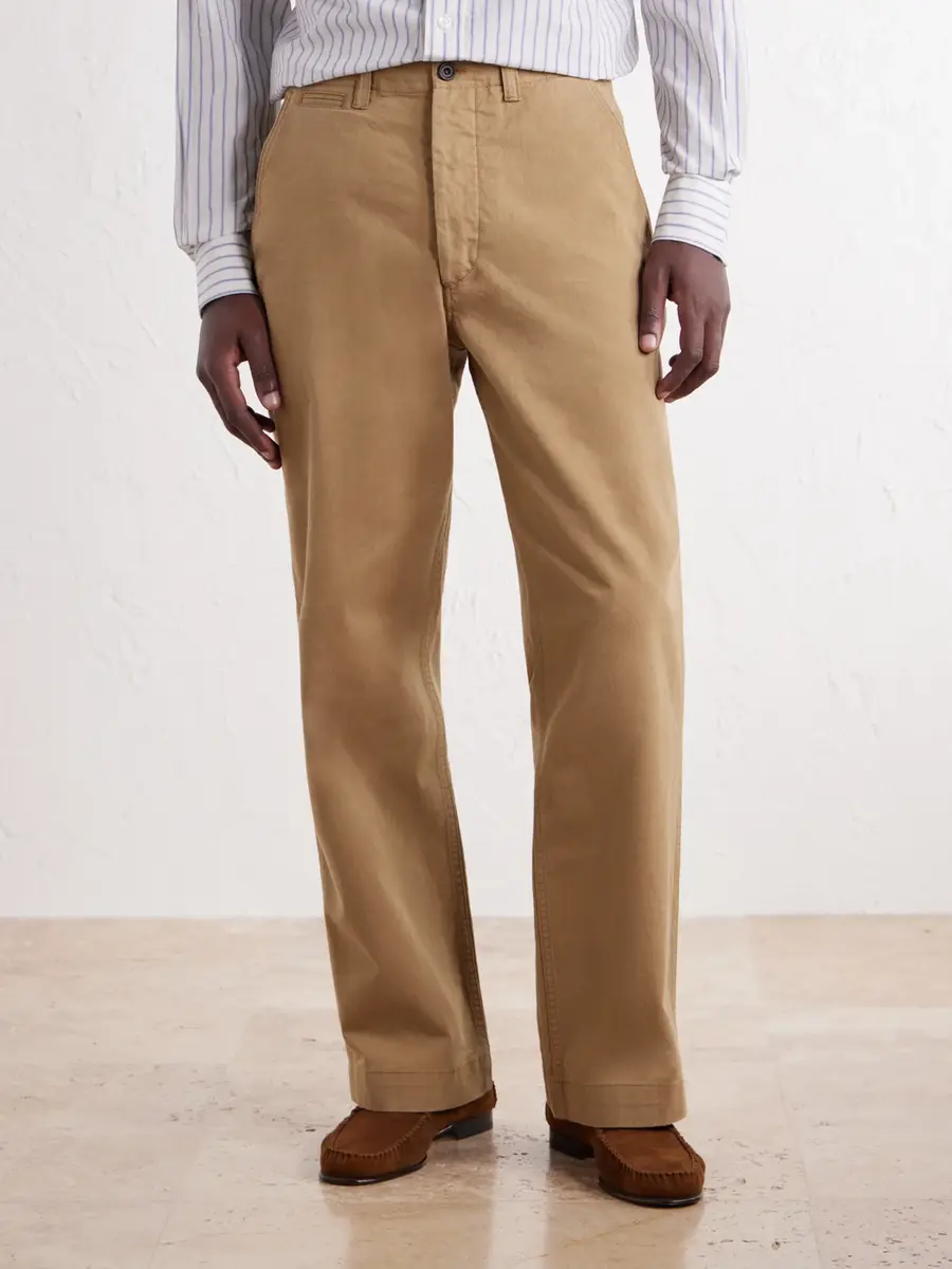 Drake's Officer Chino Wide-Leg Cotton-Twill Trousers - Men | Thumbnail 3