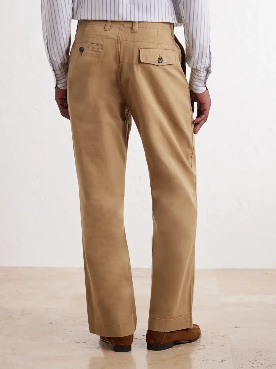 Drake's Officer Chino Wide-Leg Cotton-Twill Trousers - Men | Thumbnail 4