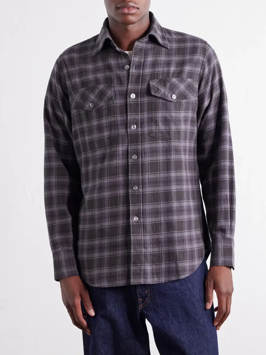Drake's Checked Cotton and Silk-Blend Twill Shirt - Men | Thumbnail 3 Drake's Checked Cotton and Silk-Blend Twill Shirt - Men | Thumbnail 3