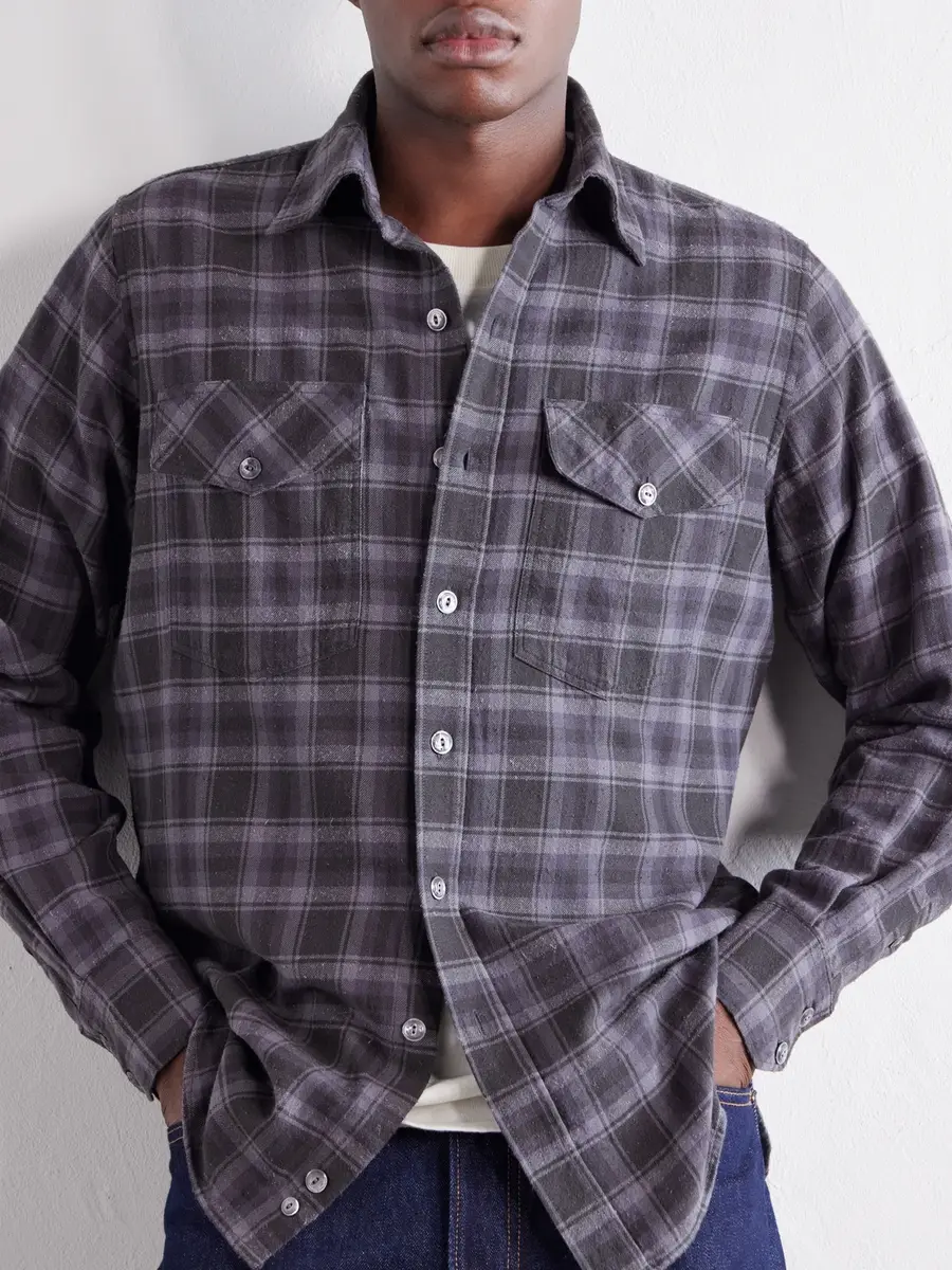 Drake's Checked Cotton and Silk-Blend Twill Shirt - Men | Thumbnail 5 Drake's Checked Cotton and Silk-Blend Twill Shirt - Men | Thumbnail 5