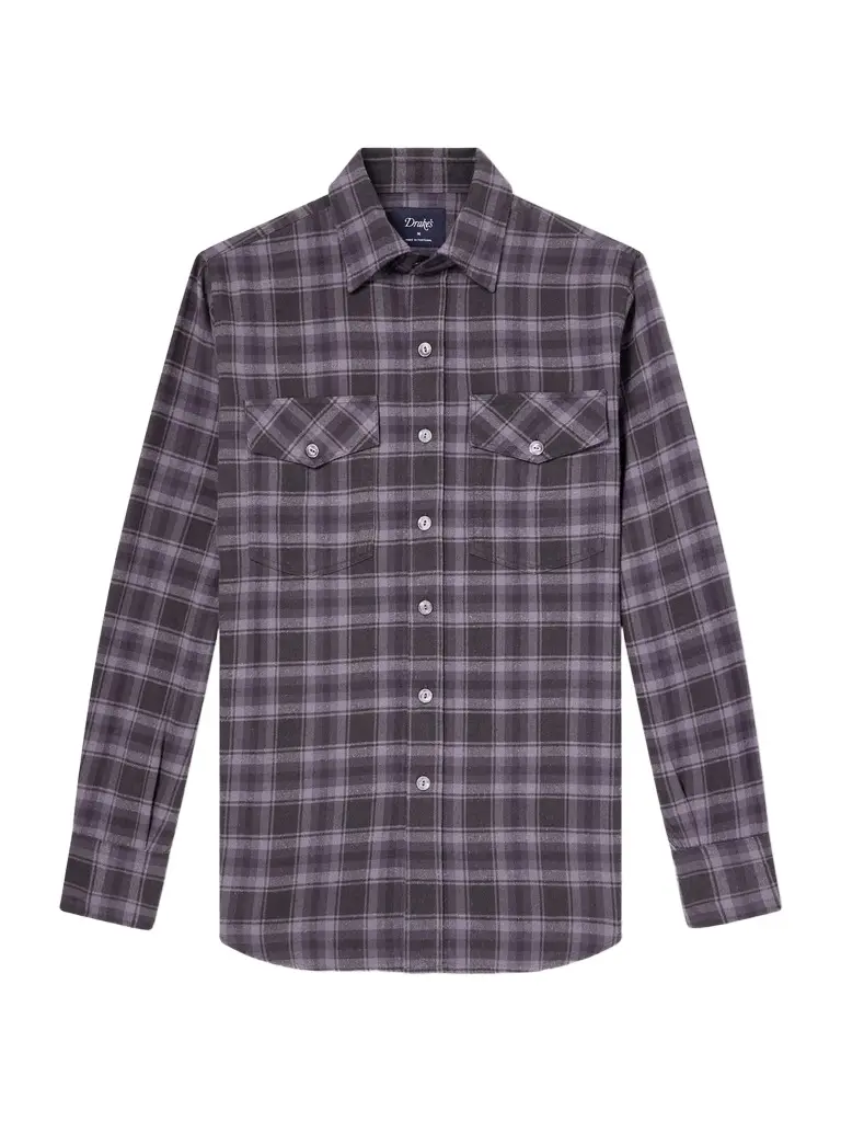 Checked Cotton and Silk-Blend Twill Shirt - Men Checked Cotton and Silk-Blend Twill Shirt - Men
