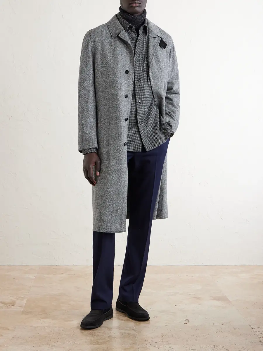 dunhill Belted Herringbone Wool Trench Coat - Men | Thumbnail 2 dunhill Belted Herringbone Wool Trench Coat - Men | Thumbnail 2