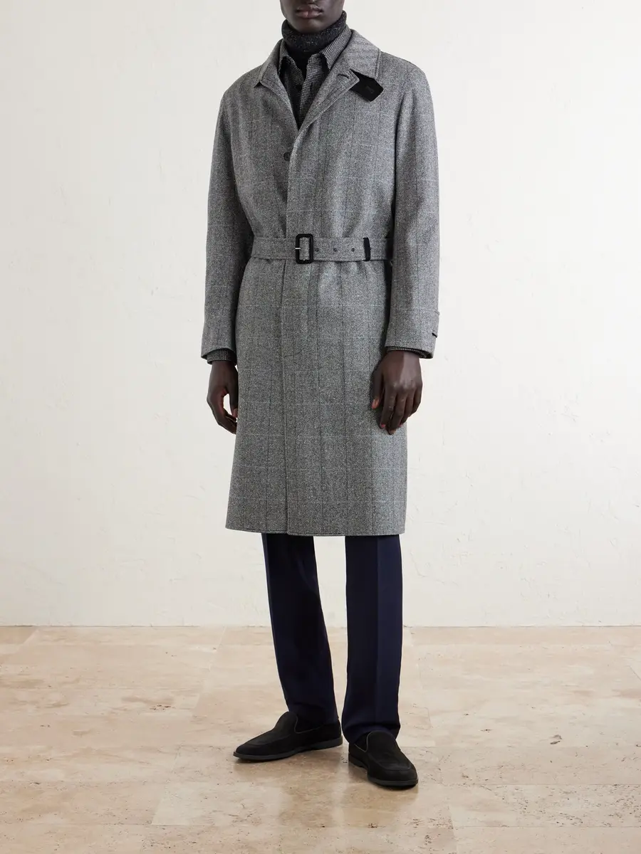 dunhill Belted Herringbone Wool Trench Coat - Men | Thumbnail 3 dunhill Belted Herringbone Wool Trench Coat - Men | Thumbnail 3