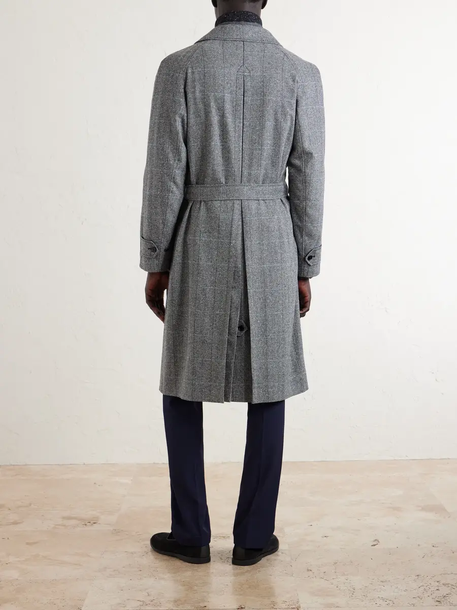 dunhill Belted Herringbone Wool Trench Coat - Men | Thumbnail 4 dunhill Belted Herringbone Wool Trench Coat - Men | Thumbnail 4