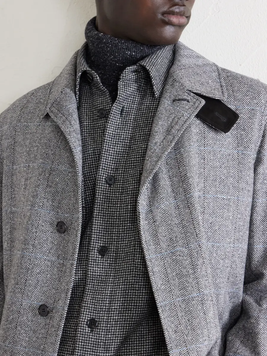 dunhill Belted Herringbone Wool Trench Coat - Men | Thumbnail 5 dunhill Belted Herringbone Wool Trench Coat - Men | Thumbnail 5