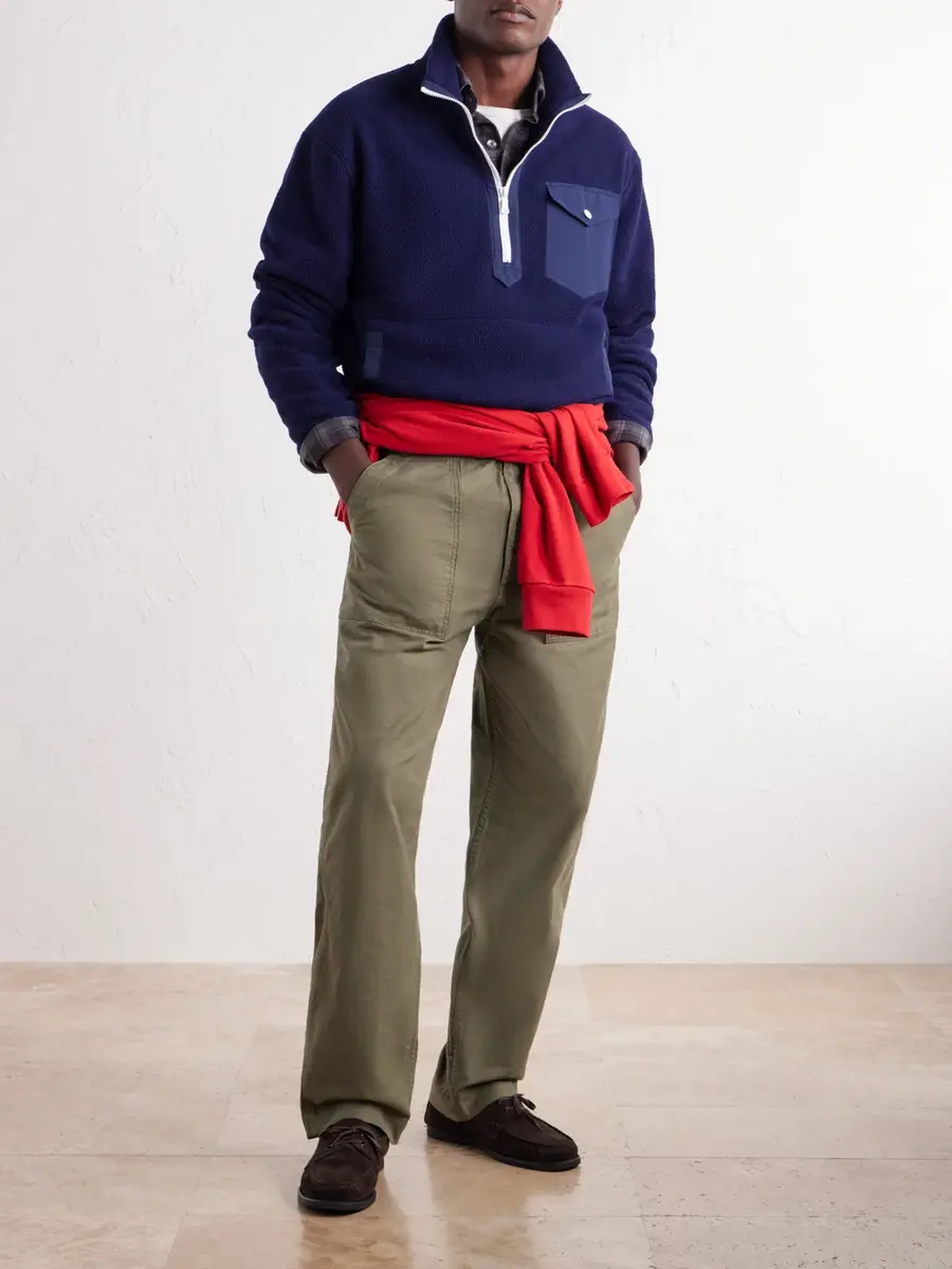 Drake's Shell-Trimmed Fleece Half-Zip Jacket - Men | Thumbnail 2 Drake's Shell-Trimmed Fleece Half-Zip Jacket - Men | Thumbnail 2