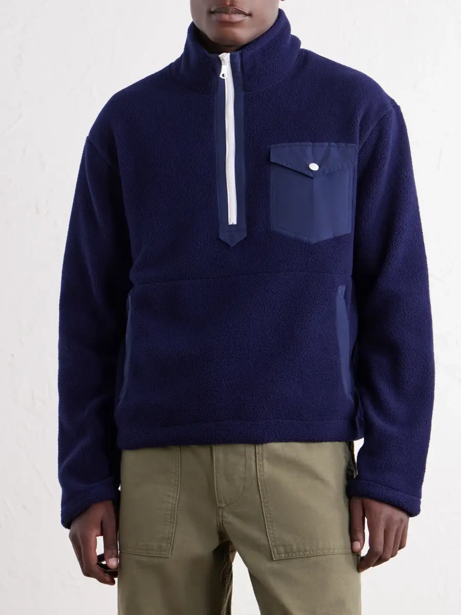 Drake's Shell-Trimmed Fleece Half-Zip Jacket - Men | Thumbnail 3 Drake's Shell-Trimmed Fleece Half-Zip Jacket - Men | Thumbnail 3