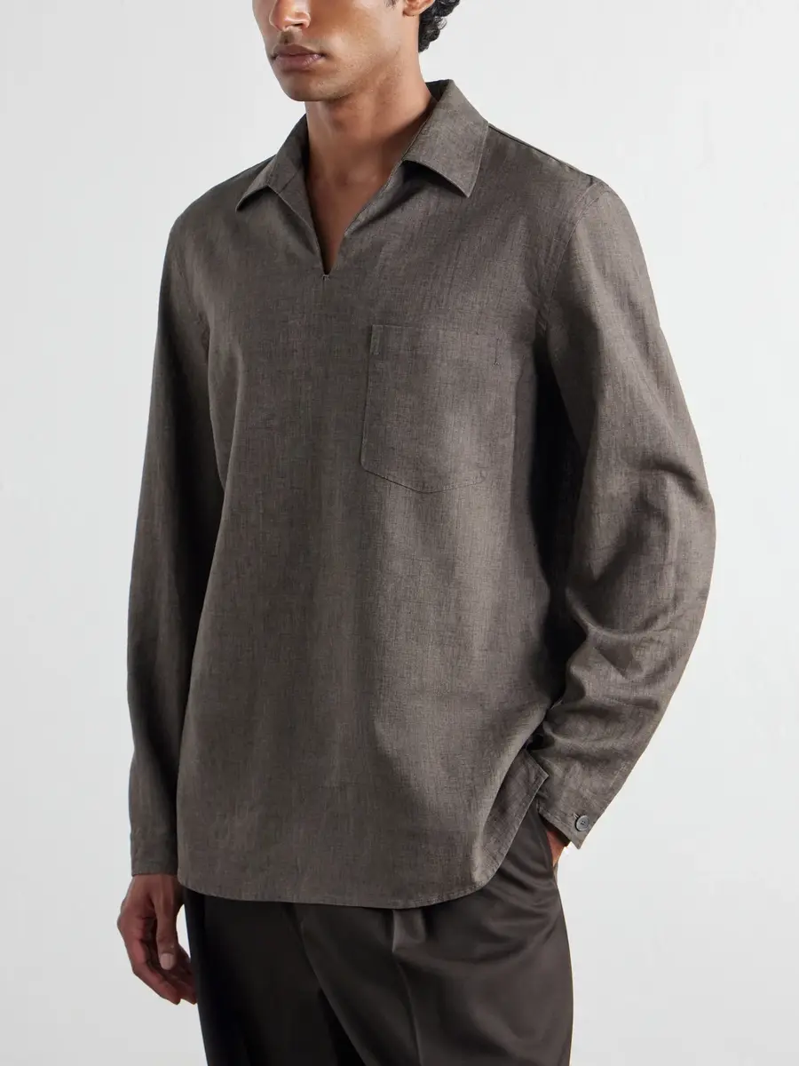 Zegna Woven Linen Polo Shirt - Men | Thumbnail 3 Zegna Woven Linen Polo Shirt - Men | Thumbnail 3