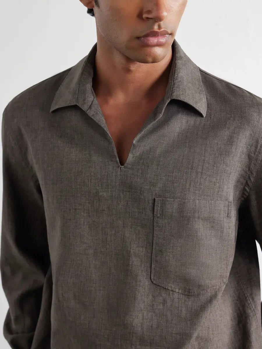 Zegna Woven Linen Polo Shirt - Men | Thumbnail 5 Zegna Woven Linen Polo Shirt - Men | Thumbnail 5