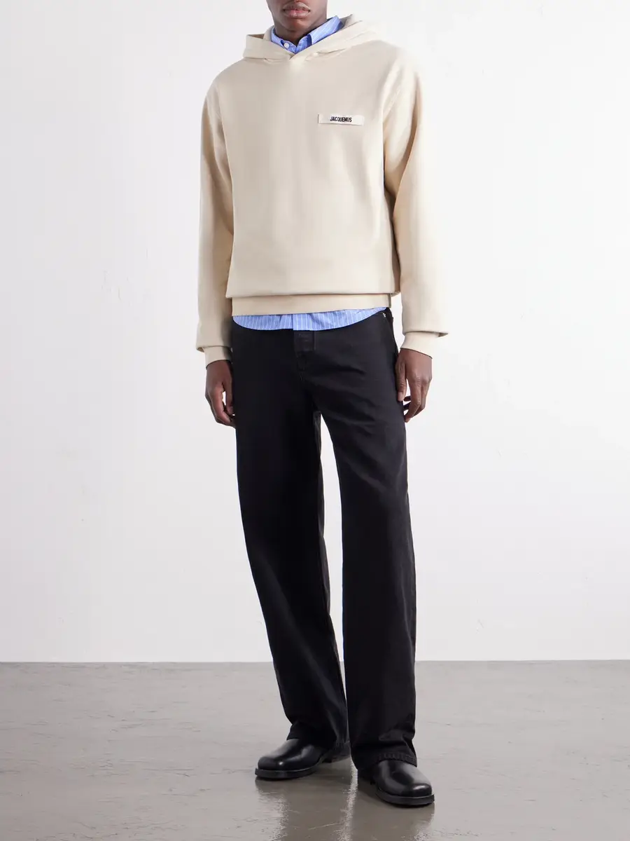 Jacquemus Logo-Appliquéd Cotton-Jersey Hoodie - Men | Thumbnail 2 Jacquemus Logo-Appliquéd Cotton-Jersey Hoodie - Men | Thumbnail 2