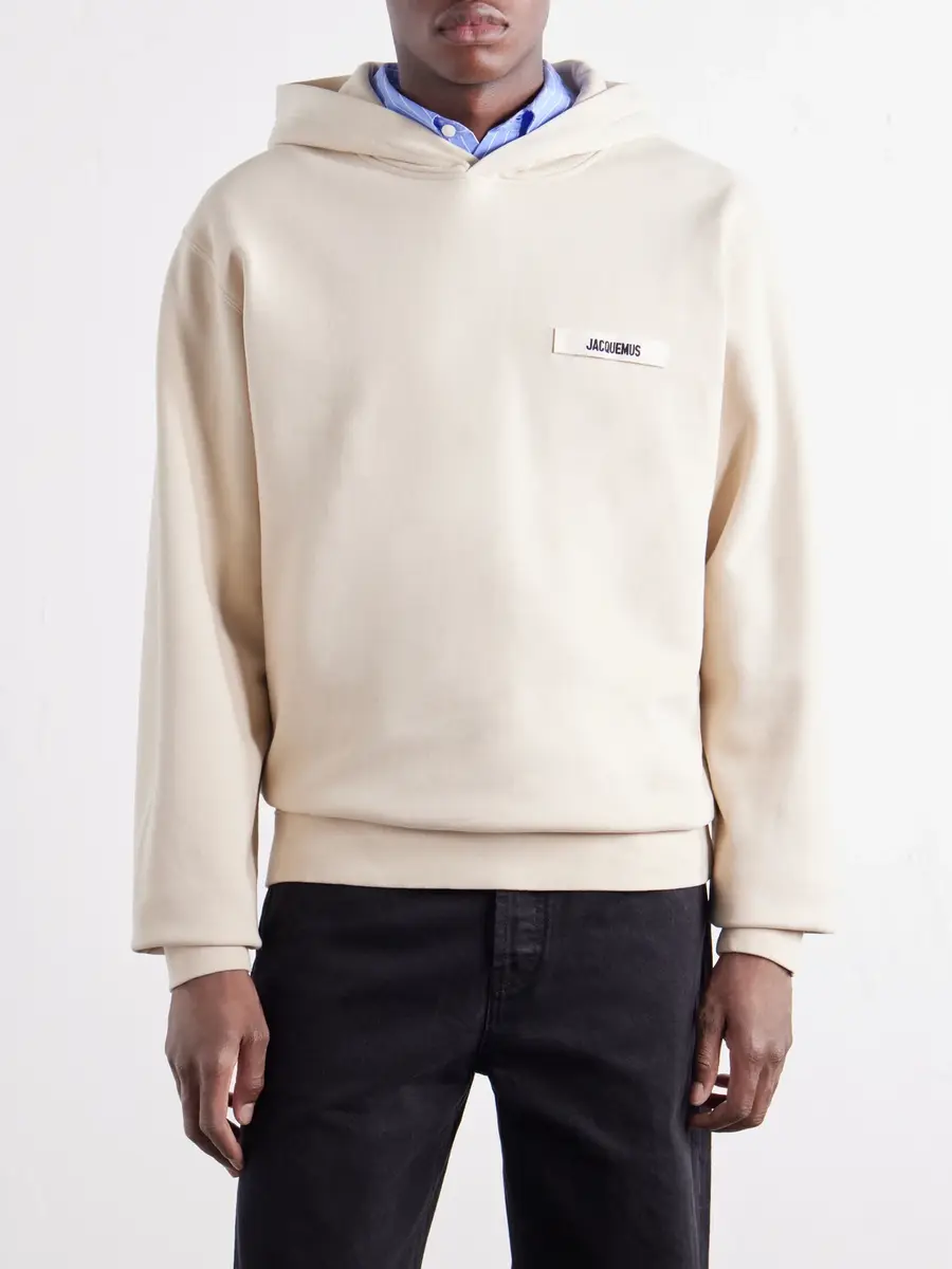 Jacquemus Logo-Appliquéd Cotton-Jersey Hoodie - Men | Thumbnail 3 Jacquemus Logo-Appliquéd Cotton-Jersey Hoodie - Men | Thumbnail 3