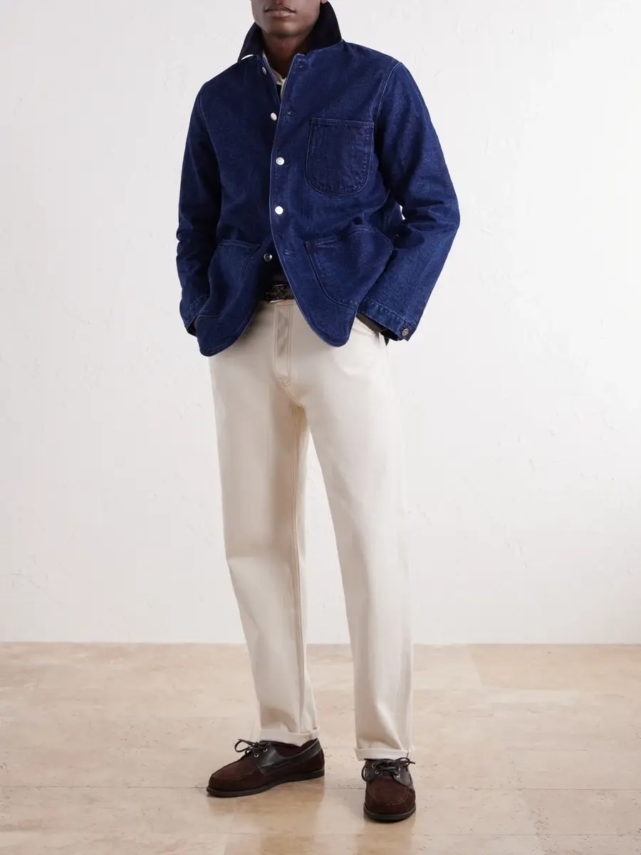 Drake's Corduroy-Trimmed Denim Chore Jacket - Men | Thumbnail 2