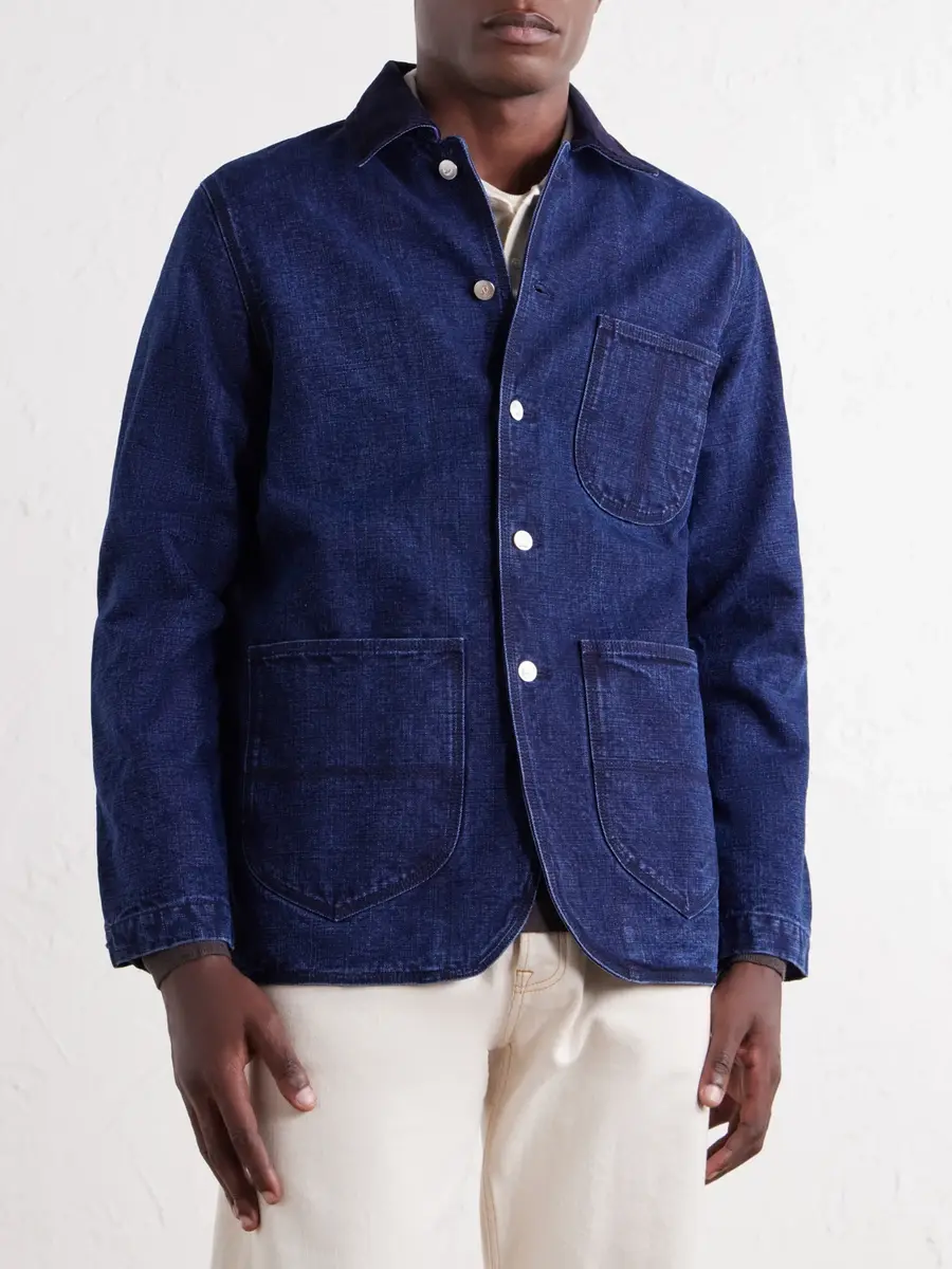 Drake's Corduroy-Trimmed Denim Chore Jacket - Men | Thumbnail 3