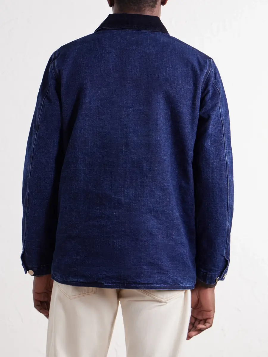 Drake's Corduroy-Trimmed Denim Chore Jacket - Men | Thumbnail 4