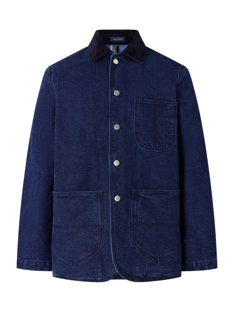 Corduroy-Trimmed Denim Chore Jacket - Men Corduroy-Trimmed Denim Chore Jacket - Men