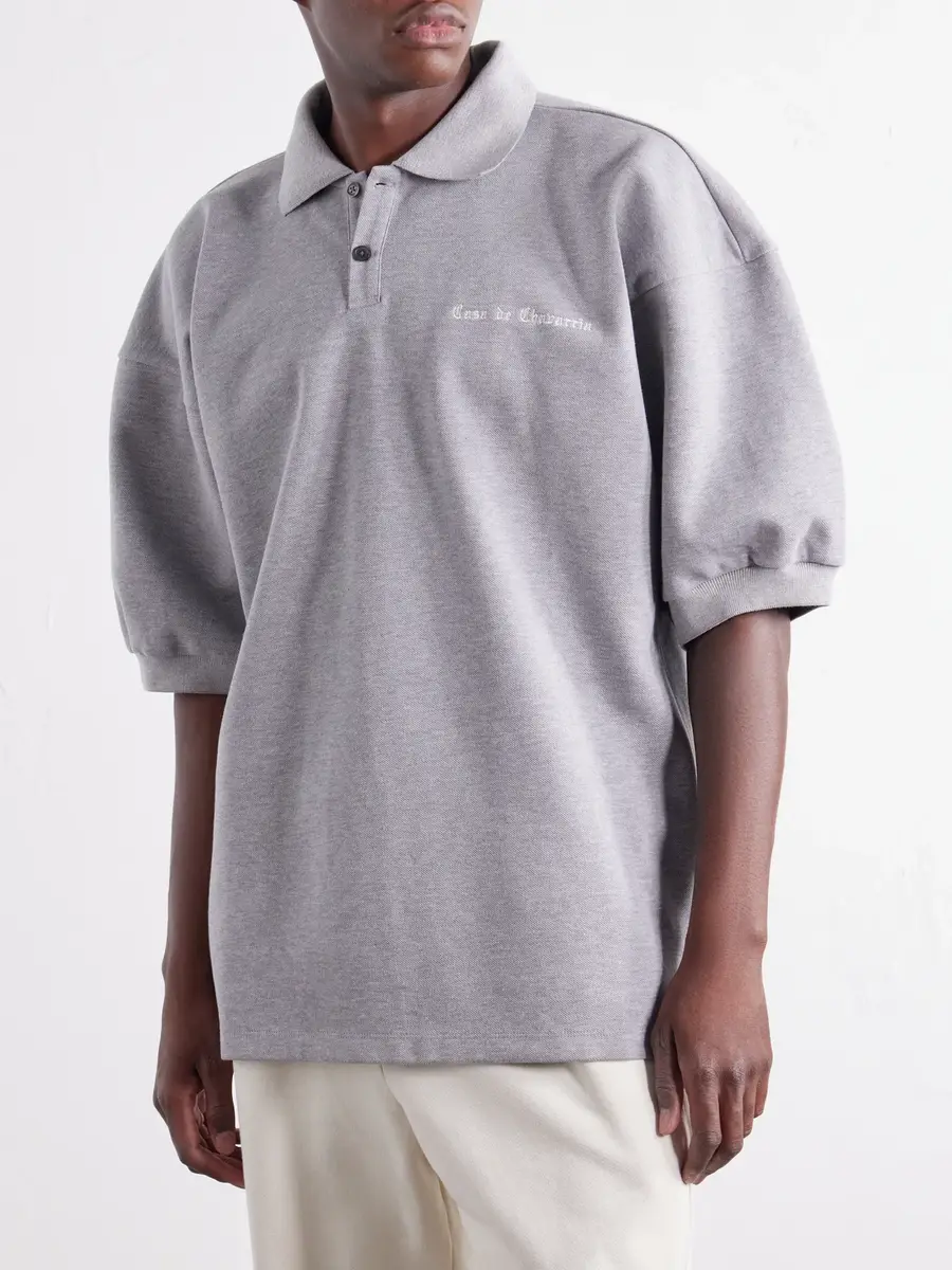 Willy Chavarria Football Logo-Embroidered Oversized Cotton-Piqué Polo Shirt - Men | Thumbnail 3 Willy Chavarria Football Logo-Embroidered Oversized Cotton-Piqué Polo Shirt - Men | Thumbnail 3