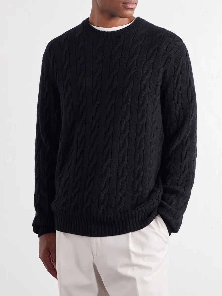 Ralph Lauren Purple Label Cable-Knit Cashmere Sweater - Men | Thumbnail 3