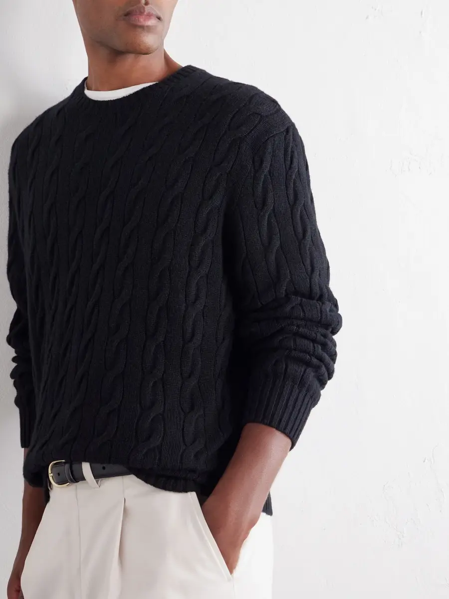 Ralph Lauren Purple Label Cable-Knit Cashmere Sweater - Men | Thumbnail 5
