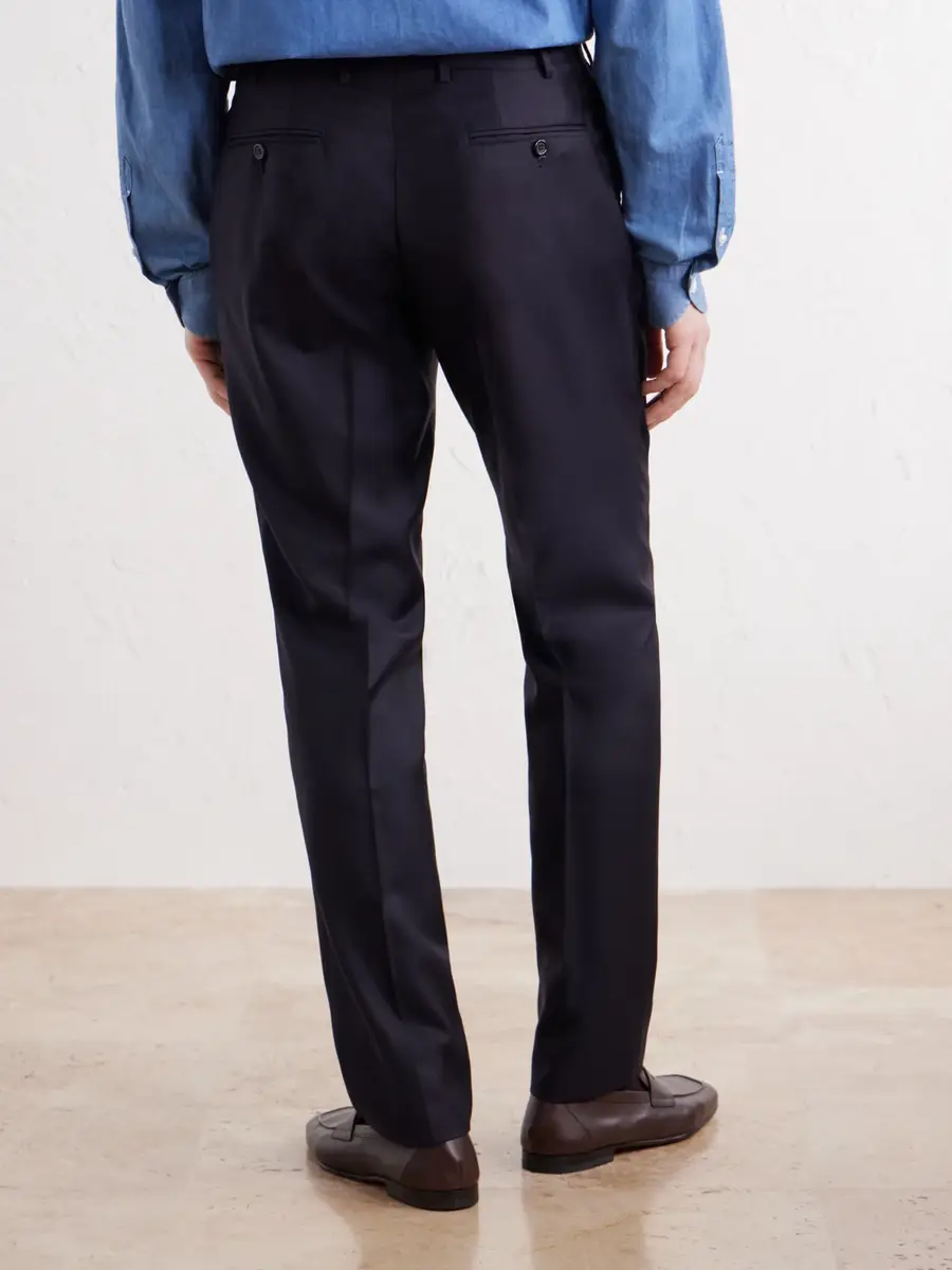 Canali Tapered Pleated Wool-Twill Trousers - Men | Thumbnail 4