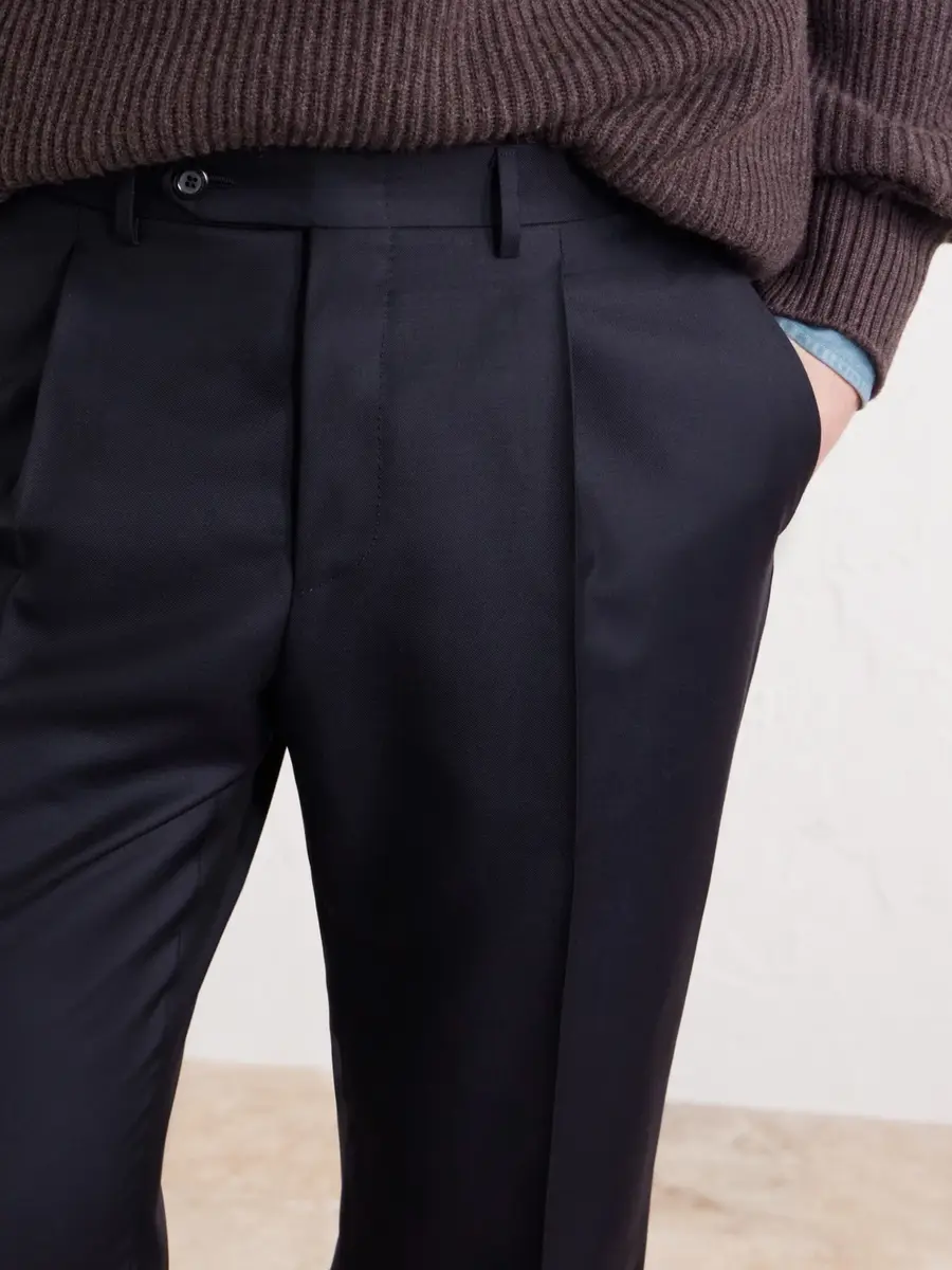 Canali Tapered Pleated Wool-Twill Trousers - Men | Thumbnail 5
