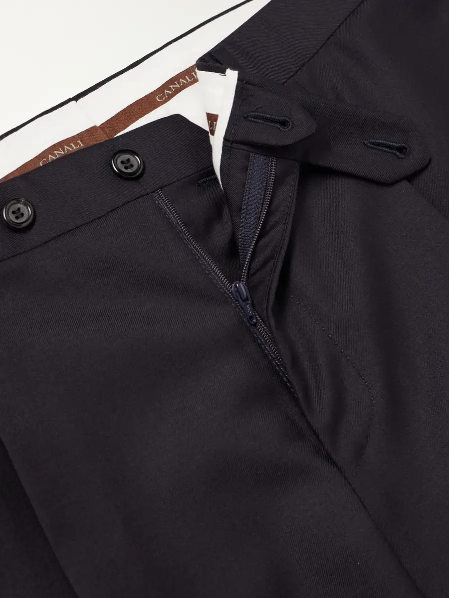 Canali Tapered Pleated Wool-Twill Trousers - Men | Thumbnail 6