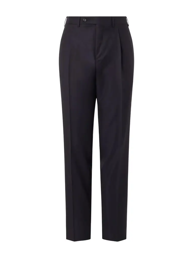 Canali Tapered Pleated Wool-Twill Trousers - Men