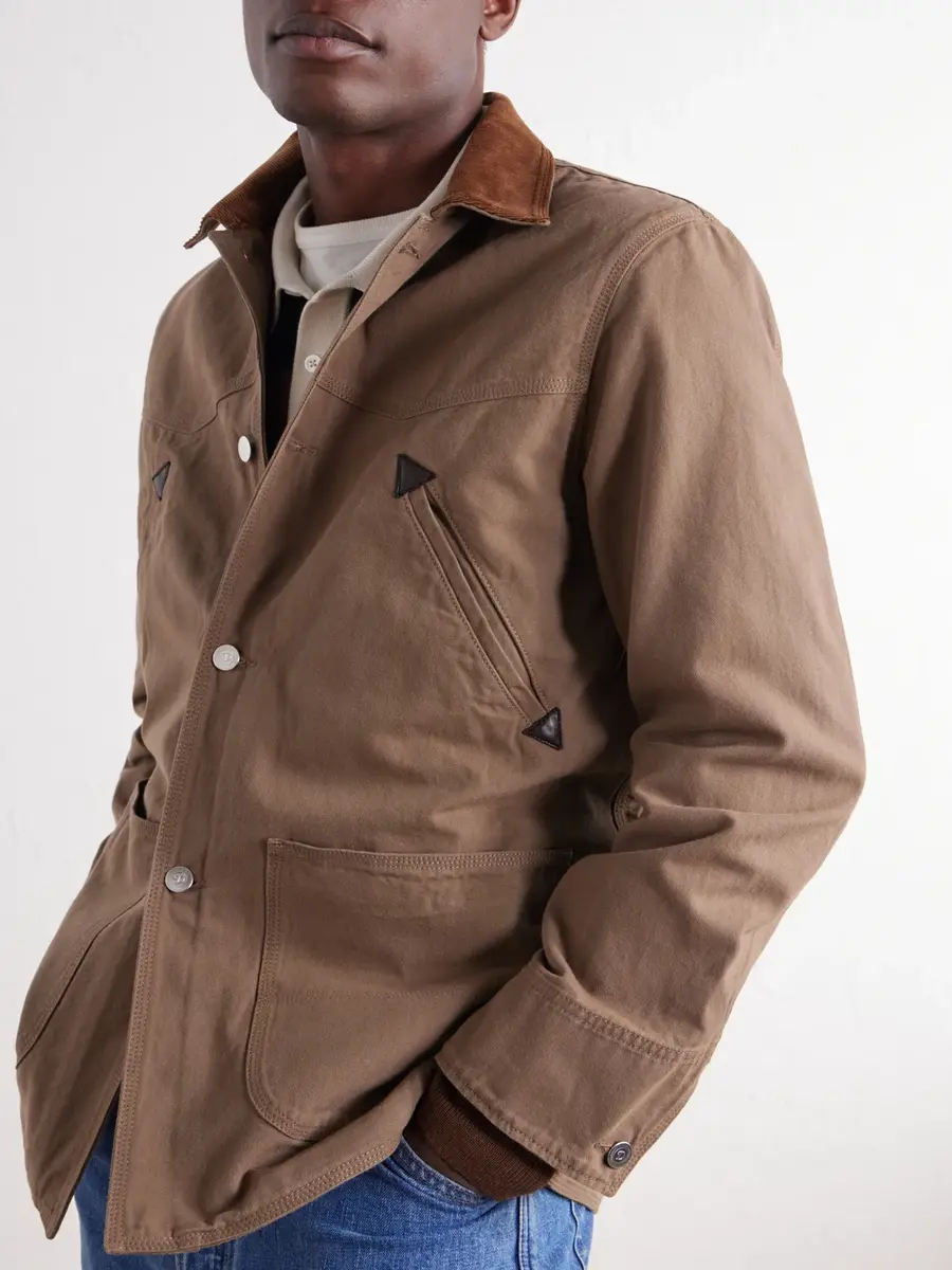 Drake's Leather and Corduroy-Trimmed Cotton Duck-Canvas Chore Jacket - Men | Thumbnail 5 Drake's Leather and Corduroy-Trimmed Cotton Duck-Canvas Chore Jacket - Men | Thumbnail 5