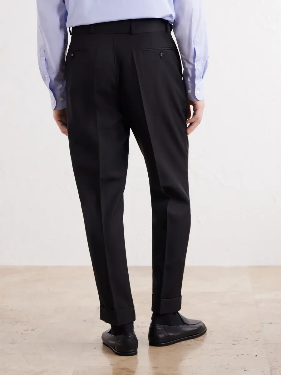 OFFICINE GÉNÉRALE Hugo Tapered Pleated Belted Virgin Wool-Hopsack Trousers - Men | Thumbnail 4 OFFICINE GÉNÉRALE Hugo Tapered Pleated Belted Virgin Wool-Hopsack Trousers - Men | Thumbnail 4
