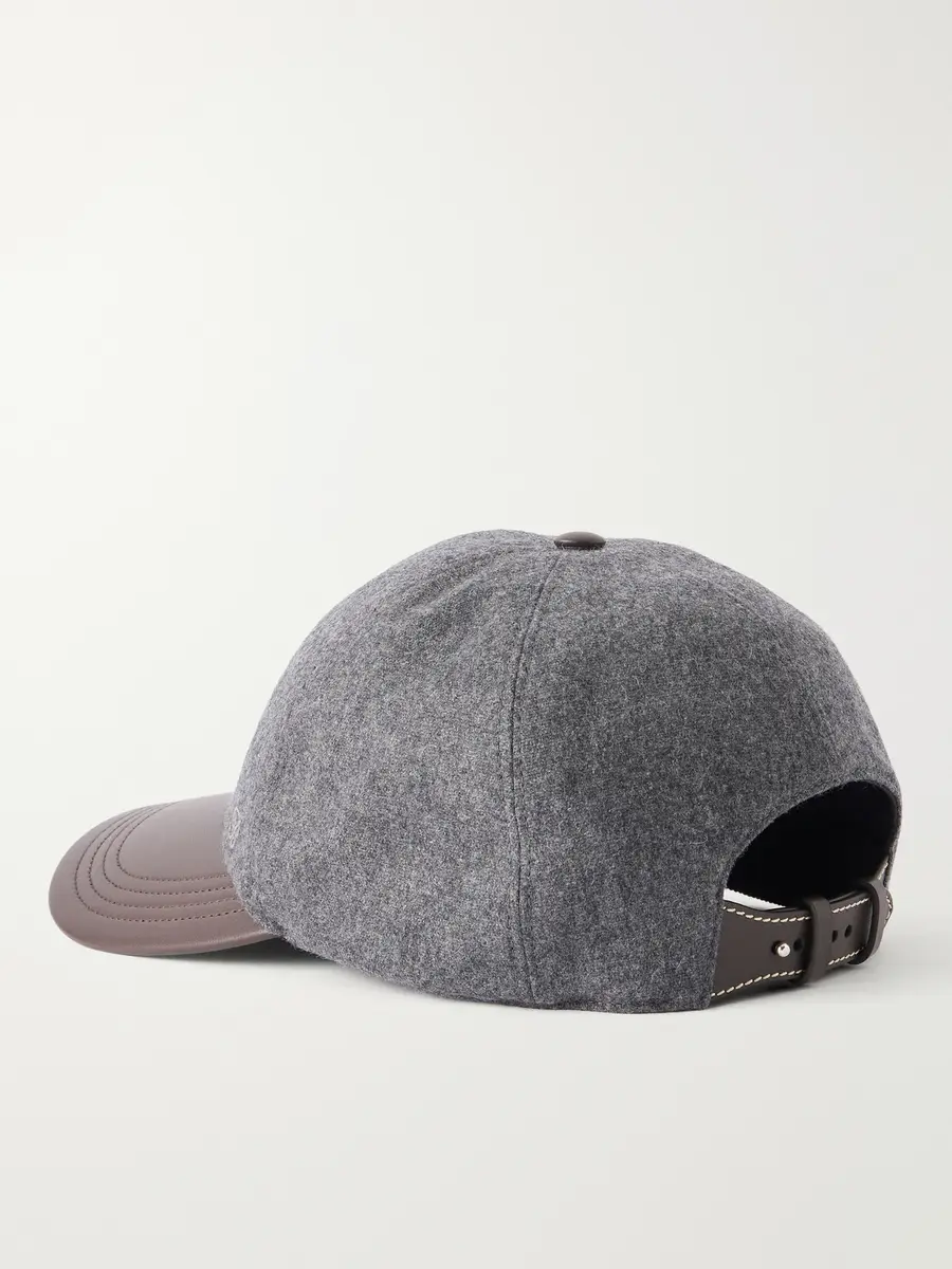 Berluti Leather-trimmed cashmere-blend hat - Men | Thumbnail 4