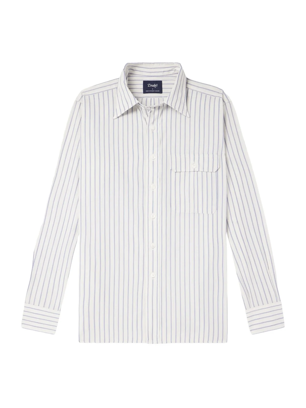 Drake's Striped Cotton and Linen-Blend Poplin Shirt - Men