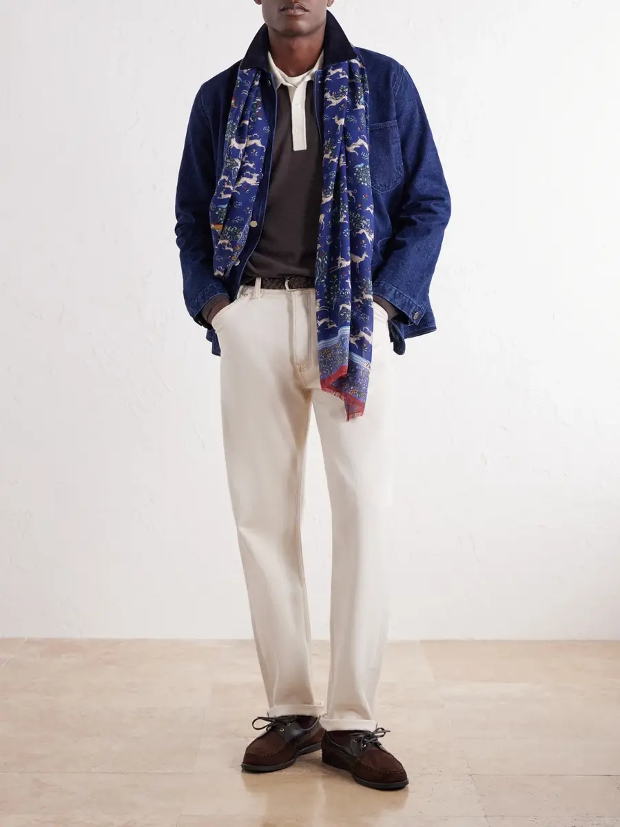 Drake's Archival Animals Frayed Printed Wool and Silk-Blend Gauze Scarf - Men | Thumbnail 2 Drake's Archival Animals Frayed Printed Wool and Silk-Blend Gauze Scarf - Men | Thumbnail 2