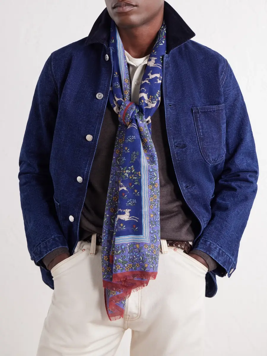 Drake's Archival Animals Frayed Printed Wool and Silk-Blend Gauze Scarf - Men | Thumbnail 3 Drake's Archival Animals Frayed Printed Wool and Silk-Blend Gauze Scarf - Men | Thumbnail 3