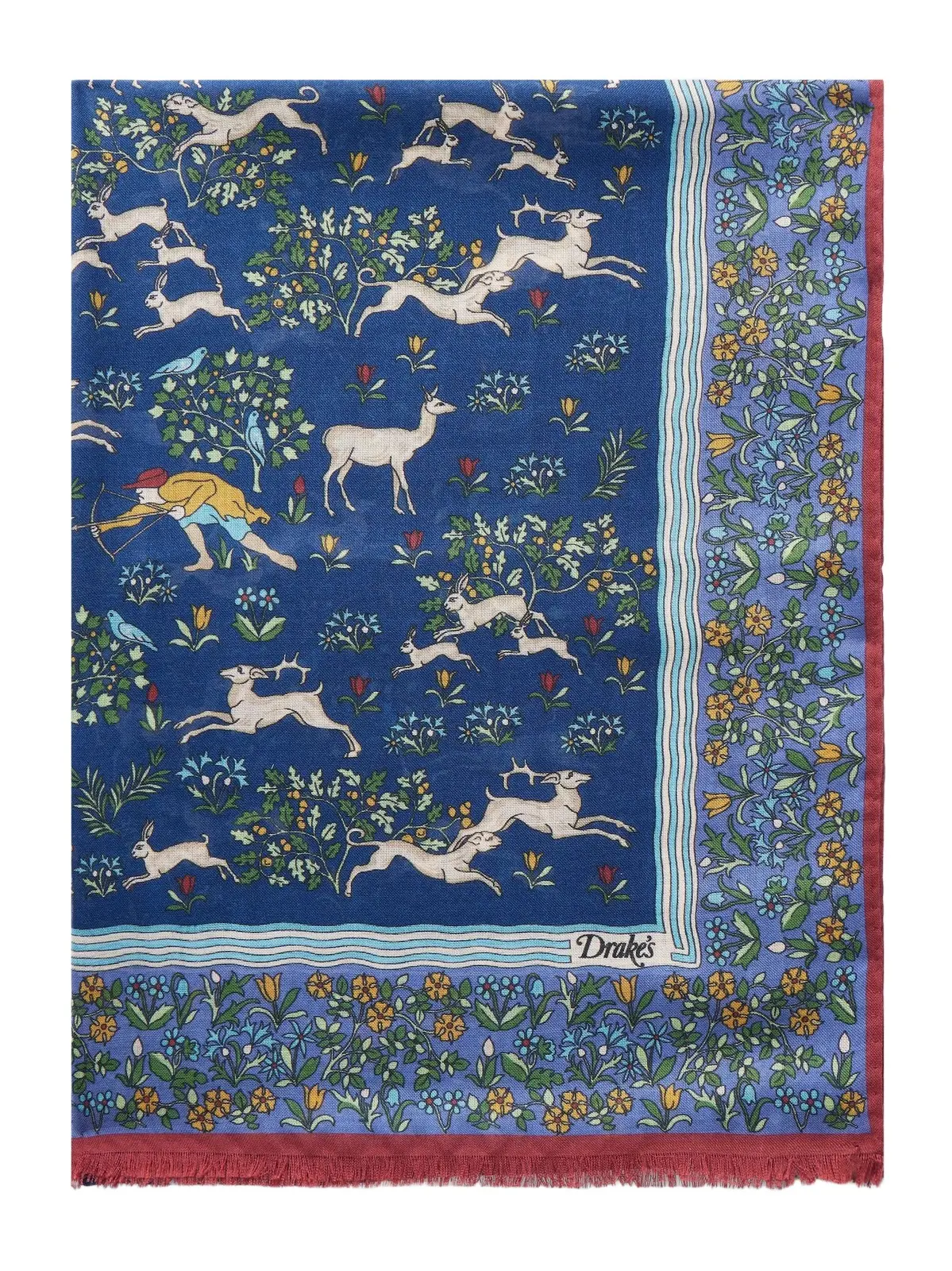 Drake's Archival Animals Frayed Printed Wool and Silk-Blend Gauze Scarf - Men