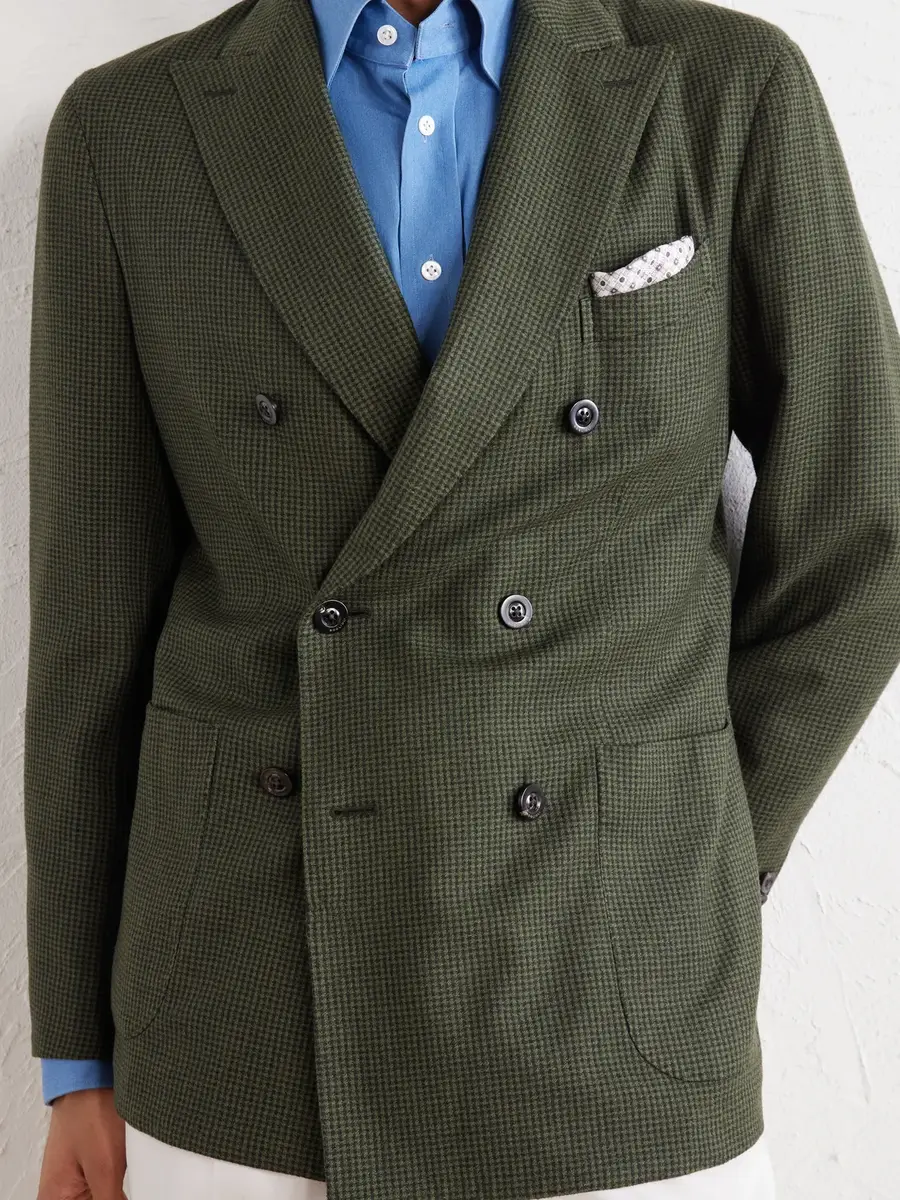 Boglioli Double-Breasted Houndstooth Virgin Wool-Flannel Blazer - Men | Thumbnail 5 Boglioli Double-Breasted Houndstooth Virgin Wool-Flannel Blazer - Men | Thumbnail 5