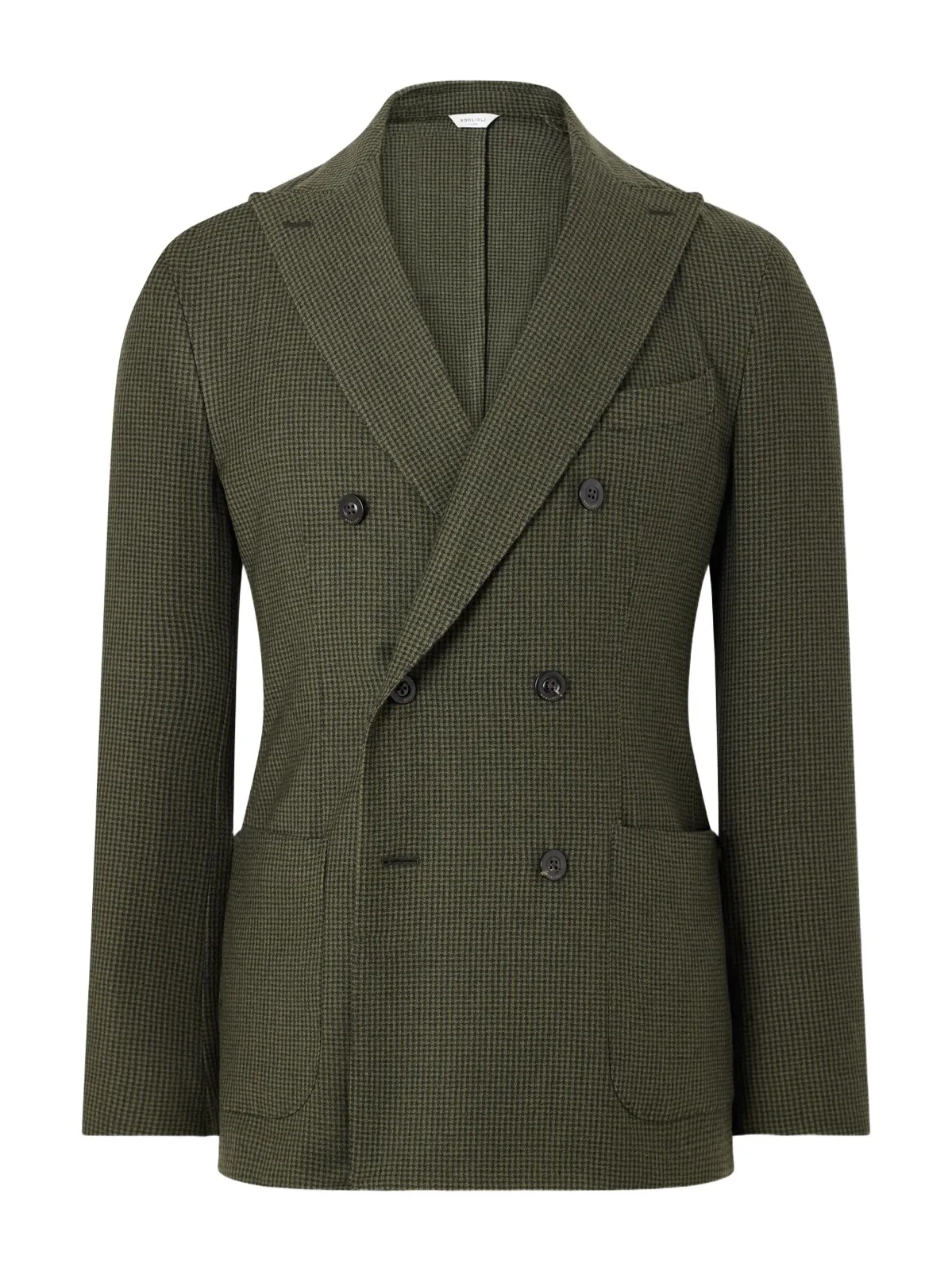 Boglioli Double-Breasted Houndstooth Virgin Wool-Flannel Blazer - Men