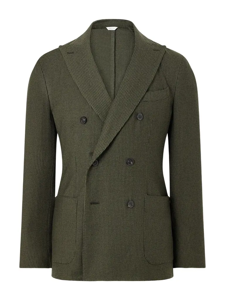 Boglioli Double-Breasted Houndstooth Virgin Wool-Flannel Blazer - Men
