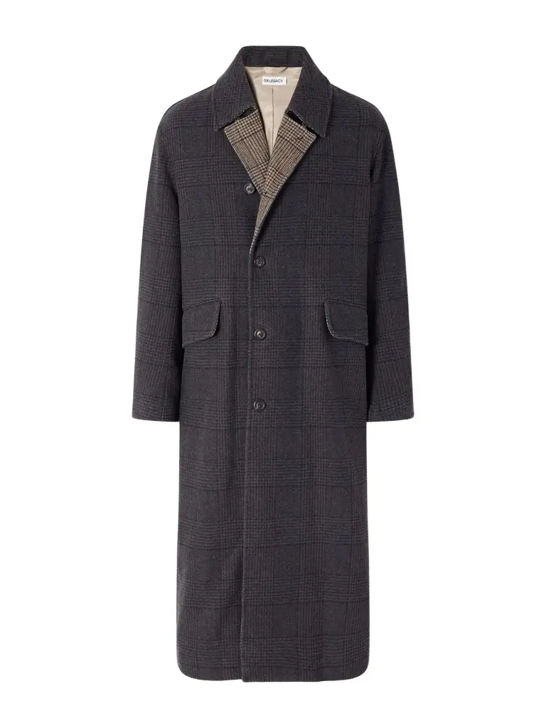 Collapse Prince of Wales Virgin Wool-Twill Coat - Men