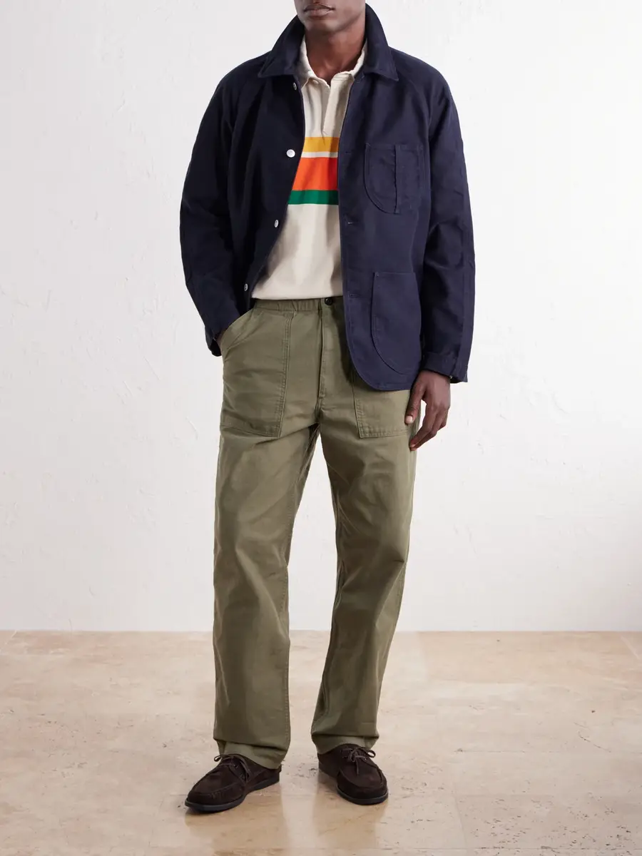 Drake's Straight-Leg Drawstring Cotton-Twill Trousers - Men | Thumbnail 2 Drake's Straight-Leg Drawstring Cotton-Twill Trousers - Men | Thumbnail 2