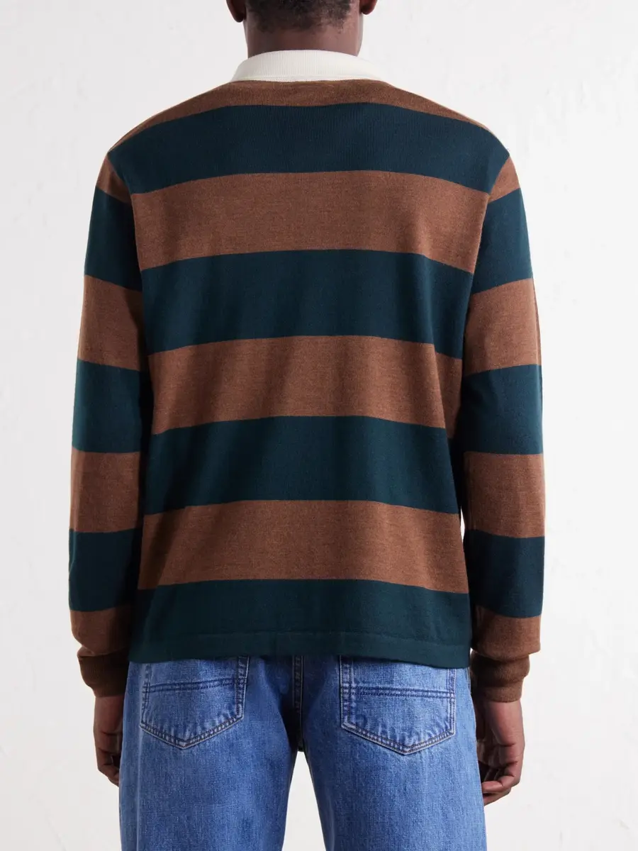 Drake's Striped Merino Wool-Jersey Polo Shirt - Men | Thumbnail 4 Drake's Striped Merino Wool-Jersey Polo Shirt - Men | Thumbnail 4